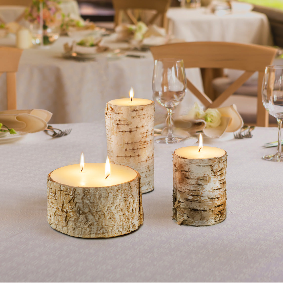 Birch Bark Candle, in 3 Sizes, Set of 2, 3 & 12
