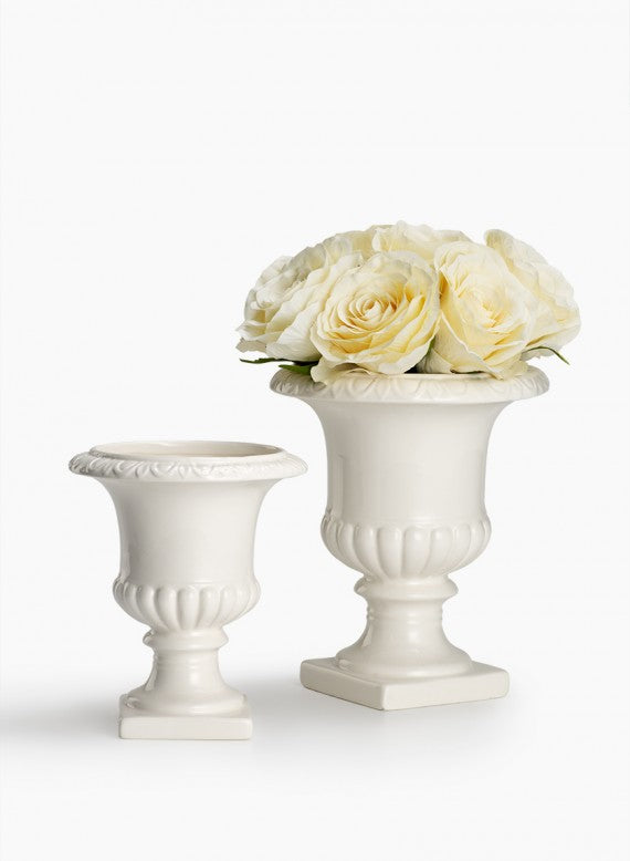 Classic White Ceramic Urn, in 2 Sizes